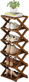YYW Bamboo Shoe Rack for Entryway,Installation-Free and Foldable Vertical Shoe Storage Organizer,Free