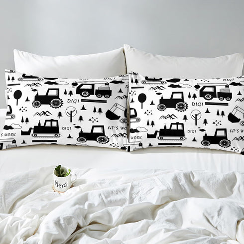 Set Set Set Set 1 Feelyou Construction Bedding Twin Size Equipment Trucks Comforter for Kids Boys Girls Decor Cartoon
