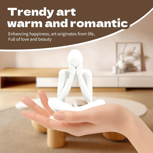 LCNRGB 4PCS Thinker Style Abstract White Statue, Modern Simple ABS Abstract Sculpture Decor, for Home Living Room