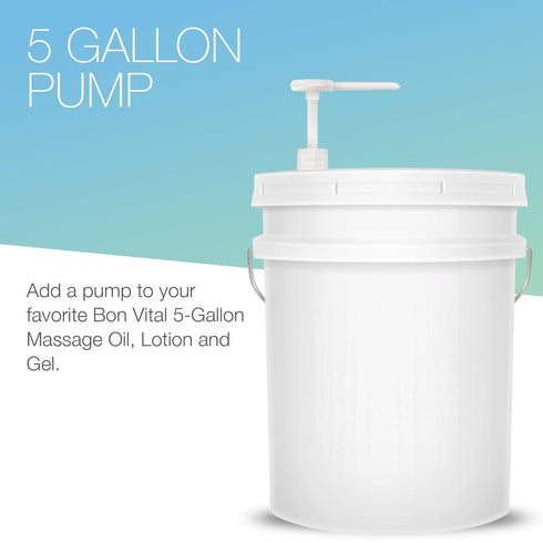 5 5 Bon Vital' Gallon Pail Pump, One-Hand Dispenser for Massage Lotion, Gel & Oil, Fits Gallon Buckets, Durable