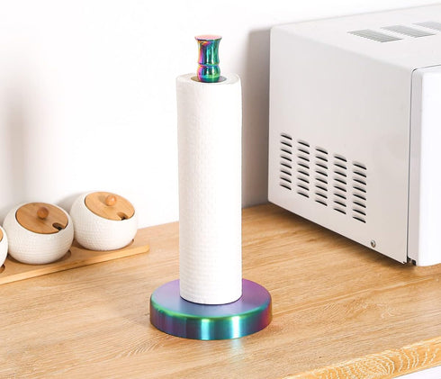 Countertop, Paper Towel Holder Rainbow Kitchen Paper Towel Holder Stand with Stainless Steel Base for Kitchen