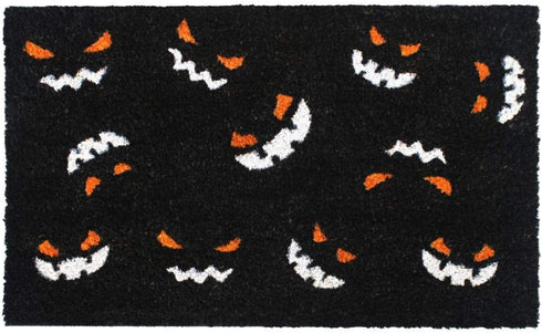 White Tufted Pumpkin Faces Doormat - 18" x 30"