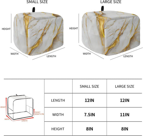 Marble Gold Grey 4 Slice Toaster Cover, Small Appliance Dustproof, Fingerprint Protectors, Machine Washable
