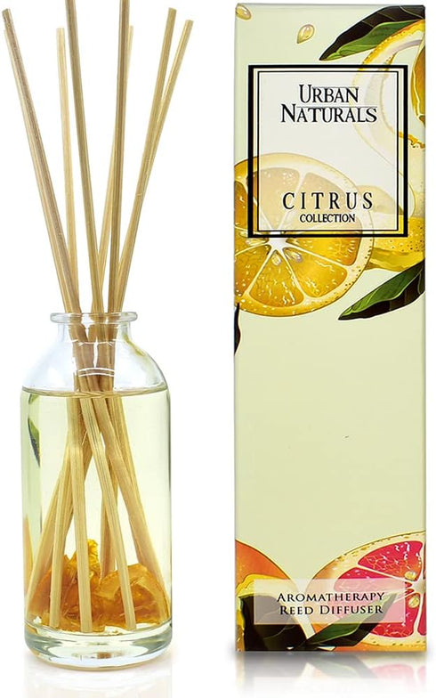 Urban Naturals Citrus Bliss Mandarin Orange & Grapefruit Essential Oil Reed Diffuser with Real Orange