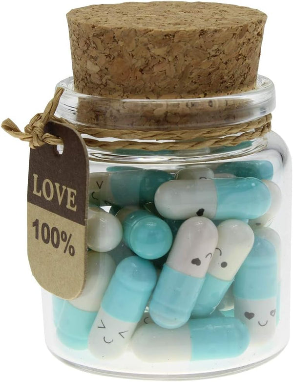 Infmetry Valentines Day Gifts for Her Him, 25pcs Capsule Notes Pills in Glass Bottle, Letter Messages for Couples