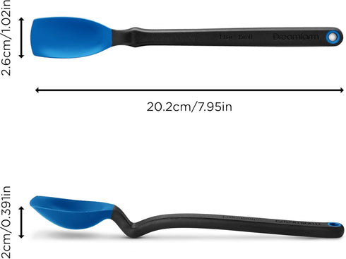 Dreamfarm Mini Supoon Non-Stick Silicone Scraping Cooking Spoon, Jar Scraper Measures 5ml Tsp - Classic Blue