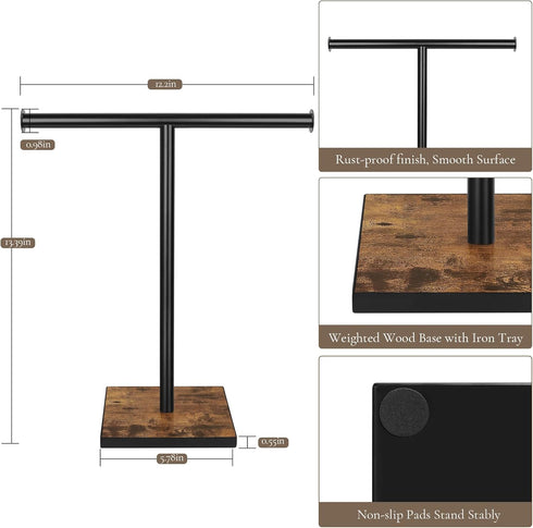 Hand Towel Holder Stand, Bathroom Towel Rack with Weighted Base, T-Shape Standing Towel Racks for Kitchen