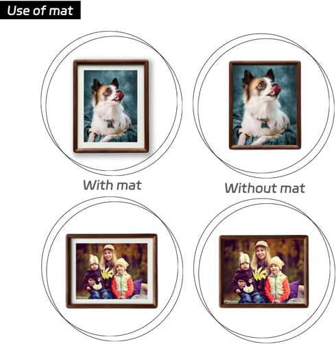 6x8 4.5x6.5 6 8 Picture Frame Wood With Glass, With Mat, Natural Solid Walnut by Picture Frame, For Wall or Tabletop