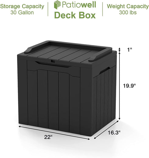 30 Patiowell Gallon Resin Deck Box, Outdoor Storage Box for Patio Furniture, Deliveries, Pool Supplies,Waterproof