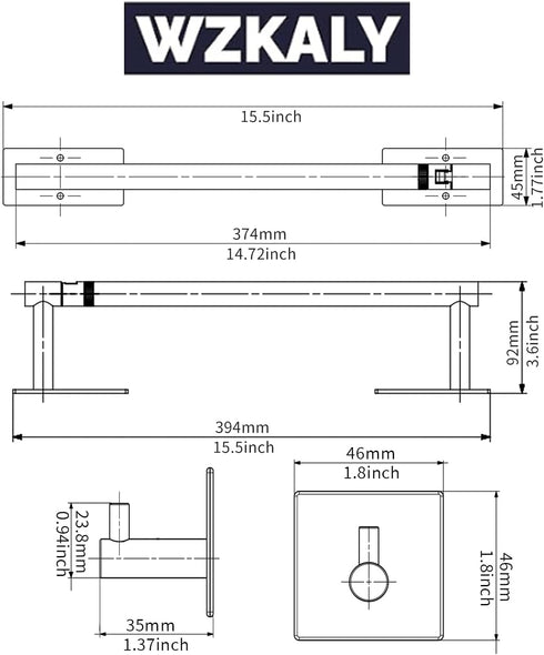 Paper Towel Holder Under Cabinet, SUS304 Stainless Steel, Self Adhesive or Wall Mounted (2 Towel Hooks, Silver)