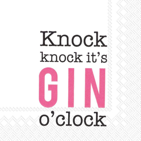 Boston International C798855 IHR Cocktail Beverage Paper Napkins, 5 x 5-Inches, Knock ItsGin