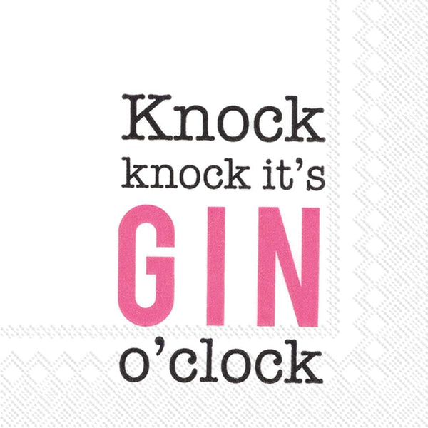 Boston International C798855 IHR Cocktail Beverage Paper Napkins, 5 x 5-Inches, Knock ItsGin