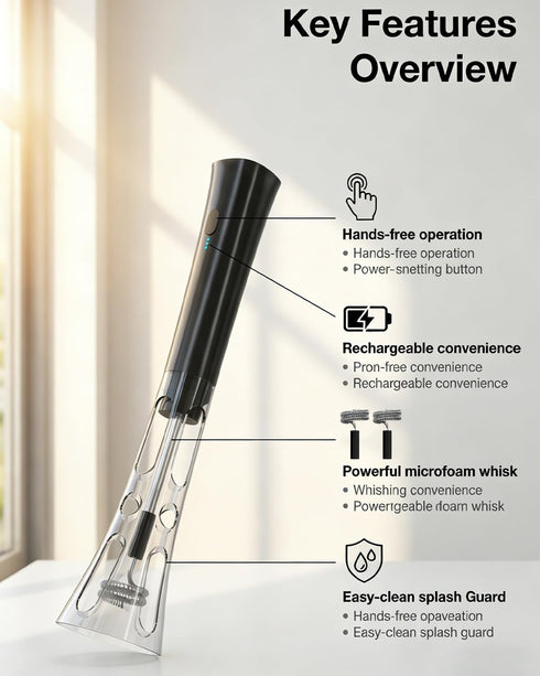 2 Milk Frother Handheld Rechargeable, Low Noise Electric Coffee Frother Wand with Stand, Stainless Steel Shaft