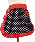 Black Sexy Polka Dot Ruffle Side Half Aprons, Cotton Kitchen Cooking Waist Apron with Pocket for Women Girls