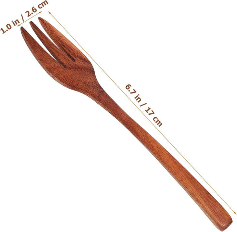 Wooden Fork Stirring Fork Wood Serving Utensils Camping Cooking Utensils Spaghetti Os Fruit Salad Fork Silicone Fork - Fork Grilling Tools Wooden Kitchenware Filter Spoon Noodle by Mikinona
