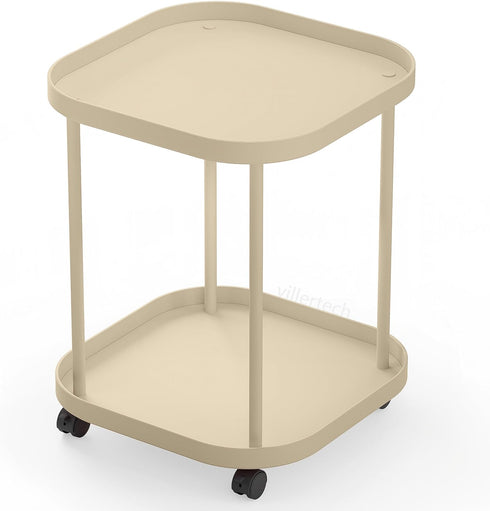 Side Table with Wheels, End Table Living Room Plastic Mobile Sofa Side
