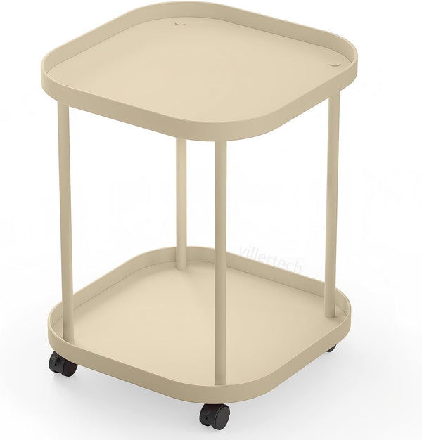 Side Table with Wheels, End Table Living Room Plastic Mobile Sofa Side