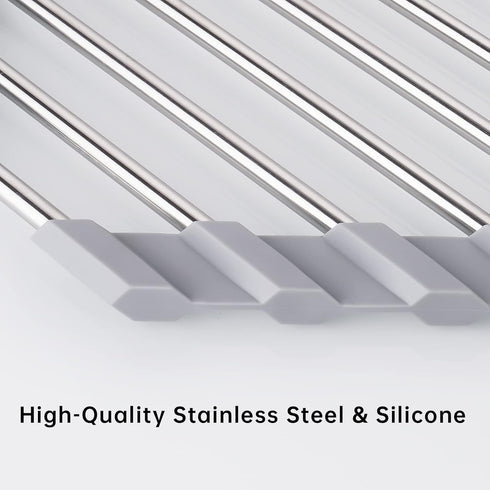Tomorotec Triangle Roll-Up Dish Drying Rack for Sink Corner Small Foldable Stainless Steel Over The Sink Multipurpose