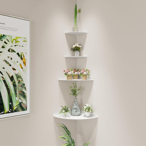 YUjieSTC 3.0mm (6 inch Corner Floating Shelf, Aluminum Alloy Corner Shelves Wall Mounted Corner Shelf White)