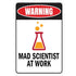 Mad Scientist Home Wall Decor - Aluminum Science Gifts, Laboratory Sign Tin Metal Decor for Chemistry Classroom
