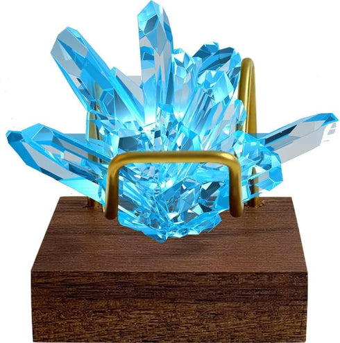 Brass Crystal Display Stand with Walnut Base, Mineral Specimens Display Holder for Stones, Geodes, Fossils