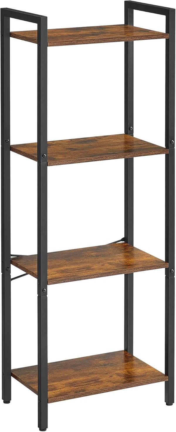 VASAGLE 4-Tier Tall Bookshelf, Industrial Style Bookcase with Steel Frame for Living Room, Home Office, Rustic Brown