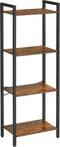 VASAGLE 4-Tier Tall Bookshelf, Industrial Style Bookcase with Steel Frame for Living Room, Home Office, Rustic Brown