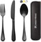 Portable Travel Utensils Set, 3 PCS Reusable Stainless Steel Cutlery Set with Case for Lunch Box, Camping