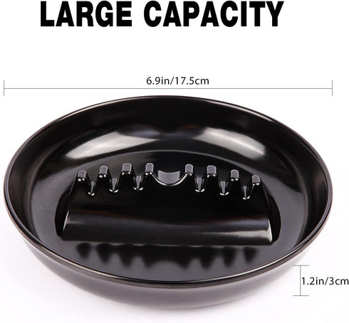 Premium Plastic Ashtray, Trash Can, Pack of 3, Round Black Large Size for Indoor Outdoor Home Office Use