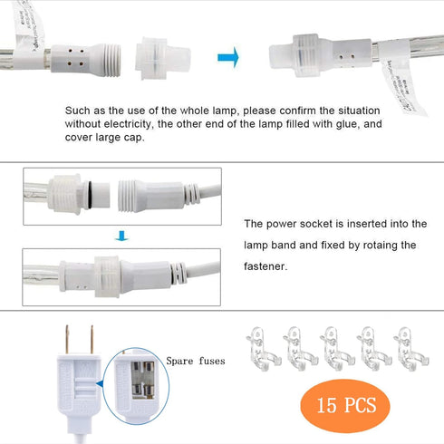 50ft 360 8 LED Rope Lights Outdoor, Connectable and Flexible Tube Lights with Modes, Waterproof Indoor Outdoor LED Rope