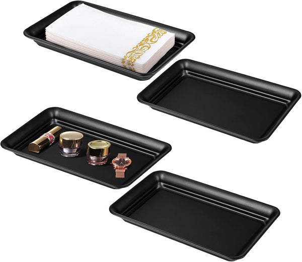 Vintage Farmhouse Decor Metal Vanity Tray (4 Pack), Countertop Guest Hand Towel Paper Storage Organizer for Bathroom
