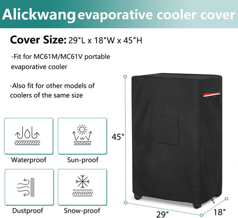 AIickwang Evaporative Cooler Cover for Hessaire MC61M/MC61V, Heavy Duty 600D Waterproof Outdoor Cover