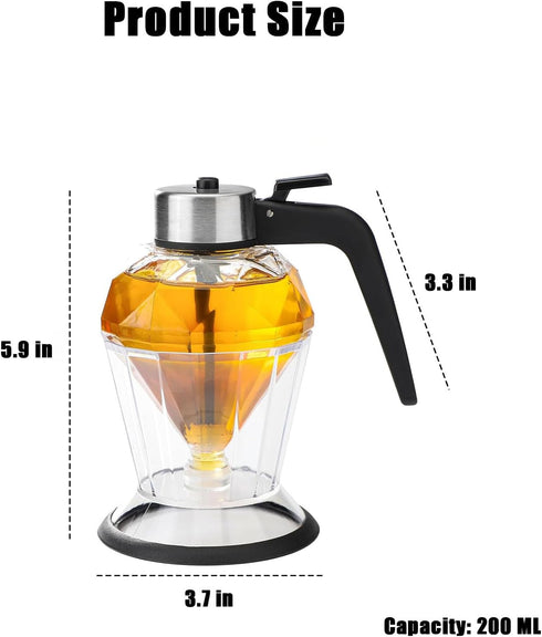 DIYOHFE Container8oz Honey/Syrup Dispenser -Premium No Drip Design, Elegant Diamond Shape with STAINLESS STEEL