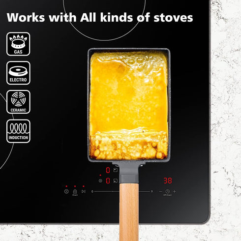 Tamagoyaki Pan, Square Japanese Omelette Pan, Non-Stick Egg Roll Pan with Wood Handle & Silicone Brush