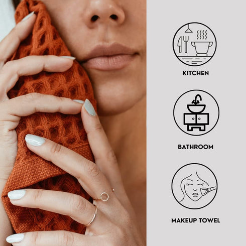 Set, 100% sea me at home Waffle Washcloths Turkish Cotton (Terra)