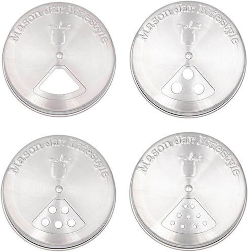 4 Pack Stainless Steel Spice Shaker Lid for Mason Jars (Regular Mouth)