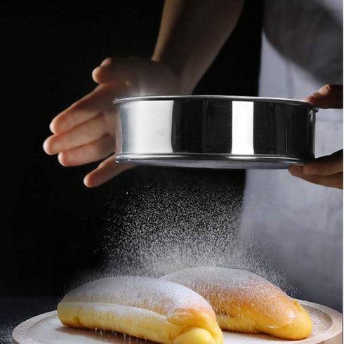 2 Pack Professional Round Flour Sifter (60/40 Mesh) 6/8/9.5 Inch, Fine Mesh Flour Sieve, Premium Rustproof Stainless