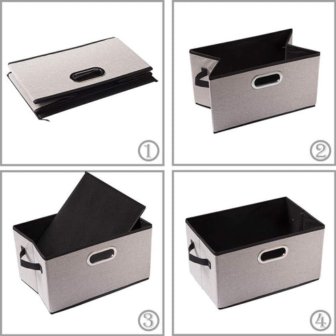 PRANDOM 3-Pack Foldable Storage Bins for Closet, Decorative Fabric Storage Baskets with Leather/Metal Handles, Light