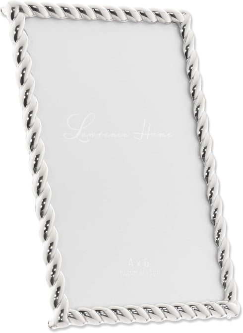 Lawrence Frames Rope Design Metal Frame, 4x6, Silver