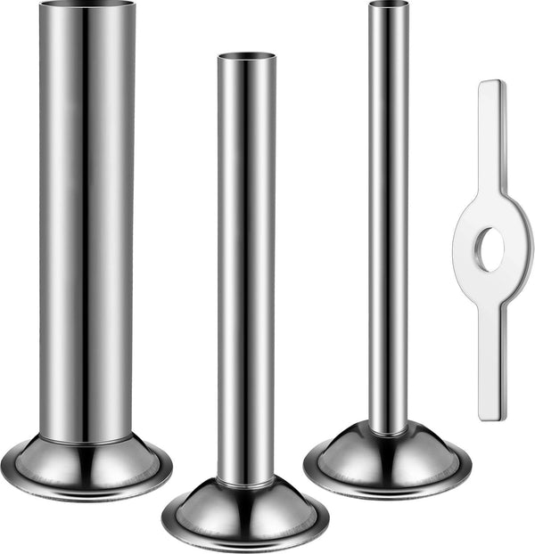 Mudder 4 Pieces Sausage Stuffer Kit, Stainless Steel Grinder Tubes with Sausage Stuffer Ring for Size 5 Meat Grinder