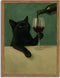 Funny Black Cat Wall Art 8x10 Inch Moody Black Cat with Wine