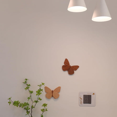 Telinego 2 Pack Handmade Wooden Butterfly Wall Art Hanging Decor Butterflies Wall Art Hanging Sculpture for Bedroom