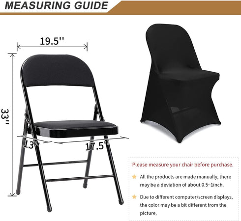 6 Spandex Folding Chair Covers, Black Folding Chair Slipcovers PCS, Universal Fitted Chair Slipcovers for Wedding