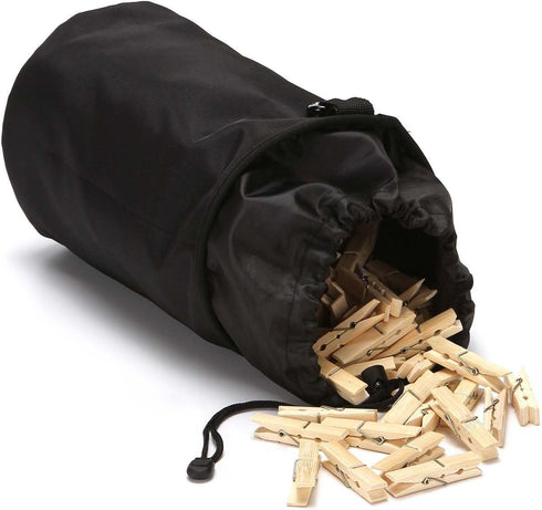 Clothespin Bag Hanging Clothesline Peg Organizer Storage Bags, Dust-proof (Black)