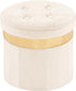 xuperbonus Small Ottoman with Storage,Folding Round Ottoman with Gold Trim,Velvet Storage Stool,Foot