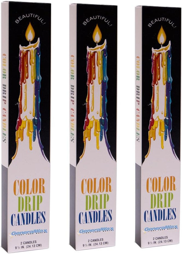 Color Drip Candles, Unscented, 3-Pack (6 Candles Total)