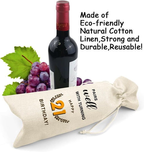 LANBAIHE 21st Birthday Gifts for Her, 21st Birthday Gift for Women Men, 21 Years Old Birthday Gifts Wine Bag, 21st