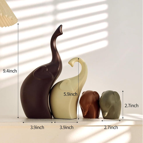 EABOSON 4 Ceramic Modern Art Pcs Elephant Statue Decorations for Home, Office, Living Room, Bedroom - Creative