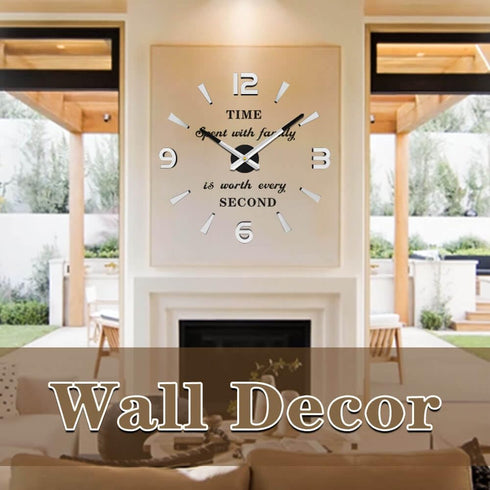 VANGOLD Large DIY 3D Wall Clock with Mirror Surface Sticker for Home Office Living Room Decoration