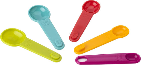 Joie Measuring Spoons - Assorted Colors, 5-Piece Set with Imperial and Metric Measurements